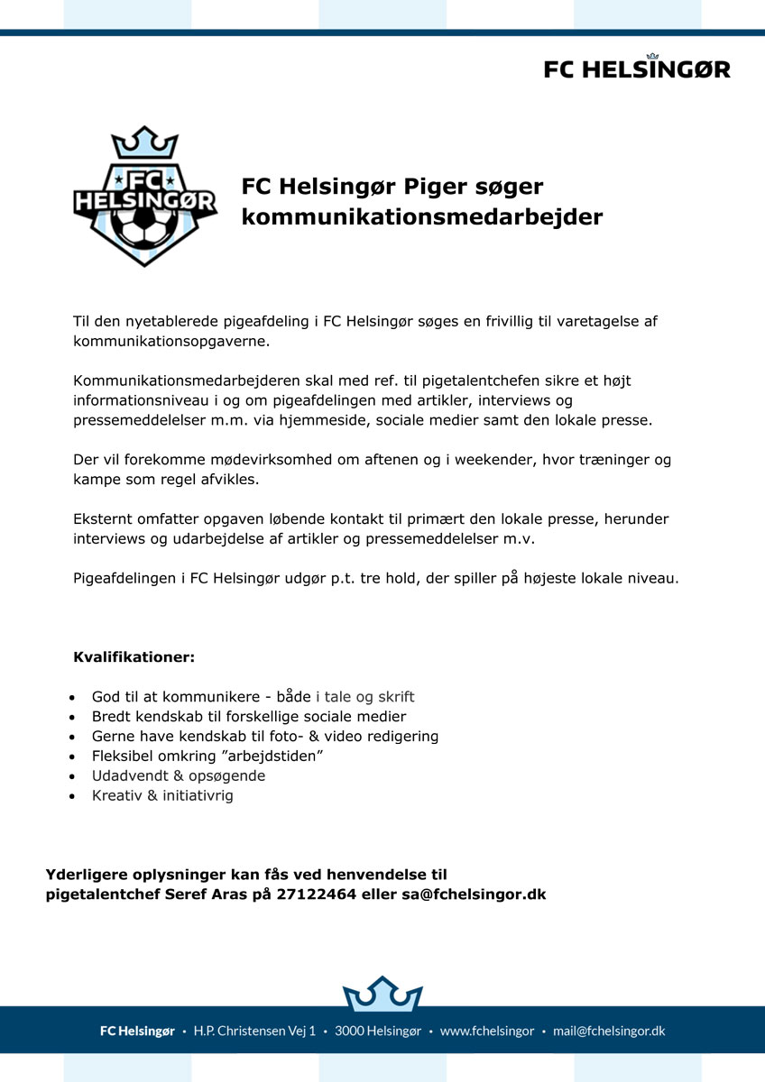 Pigeafdelingen søger frivillig kommunikationsansvarlig