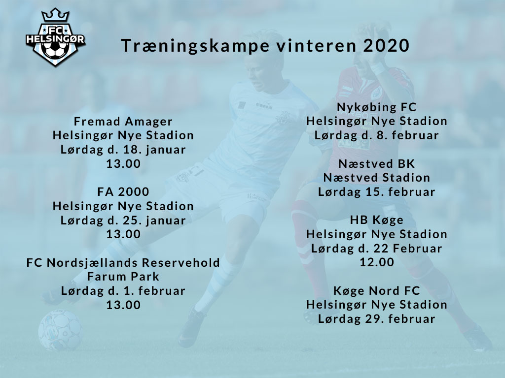 Oversigt over vinterens træningskampe
