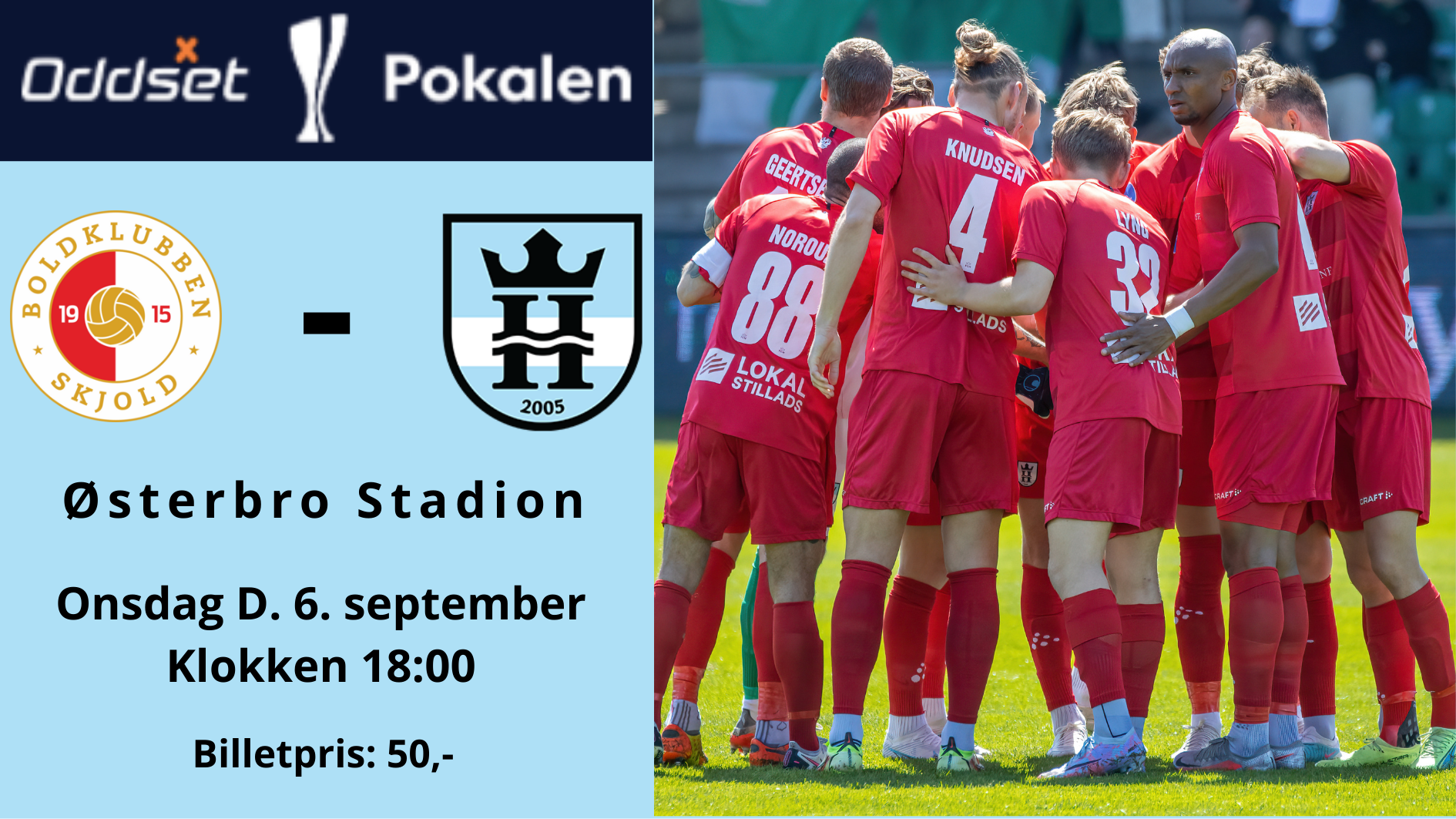 2. Runde af Oddset Pokalen er fastlagt